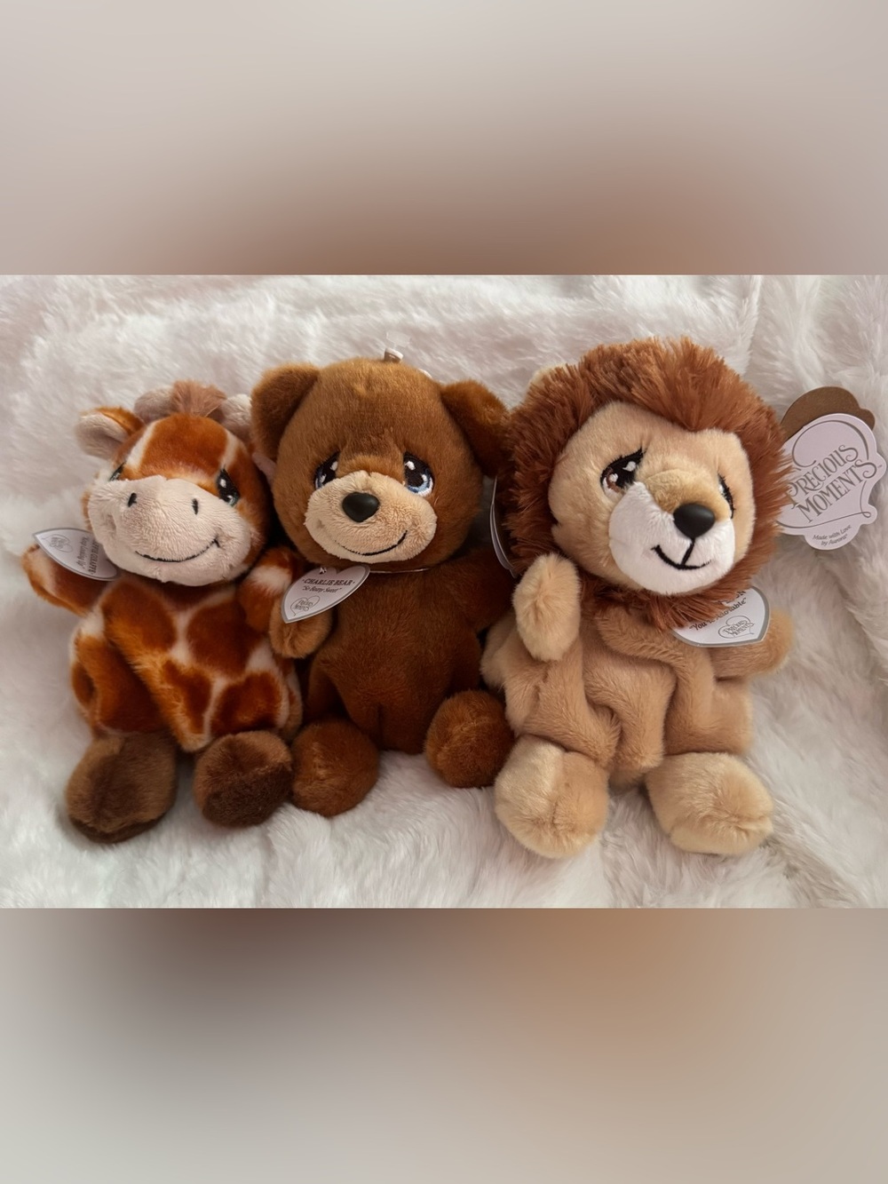Precious Moments Palm Pals Plush Safari Friends - Brown Giraffe, Bear & Lion Set